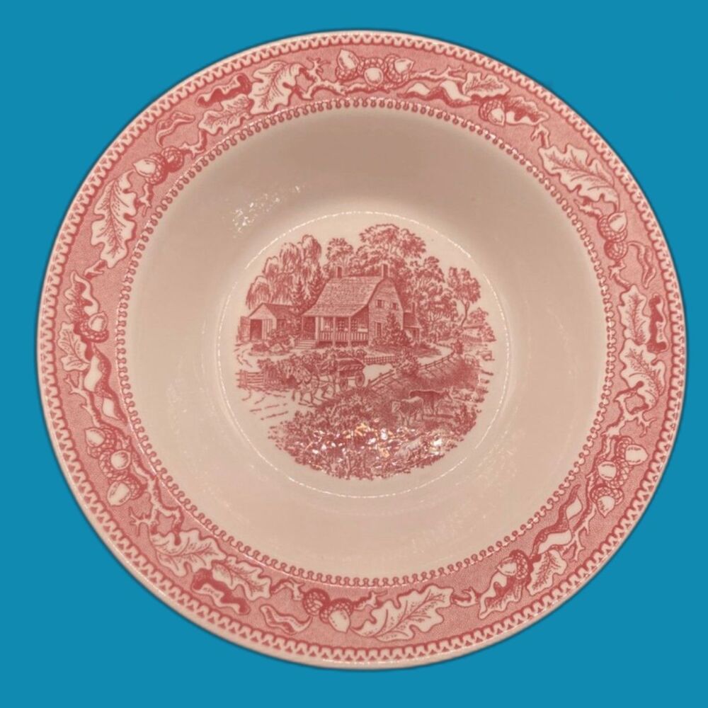 Royal China Memory Lane Pink 10" large Serving Bowls PAIR of 2 new condition